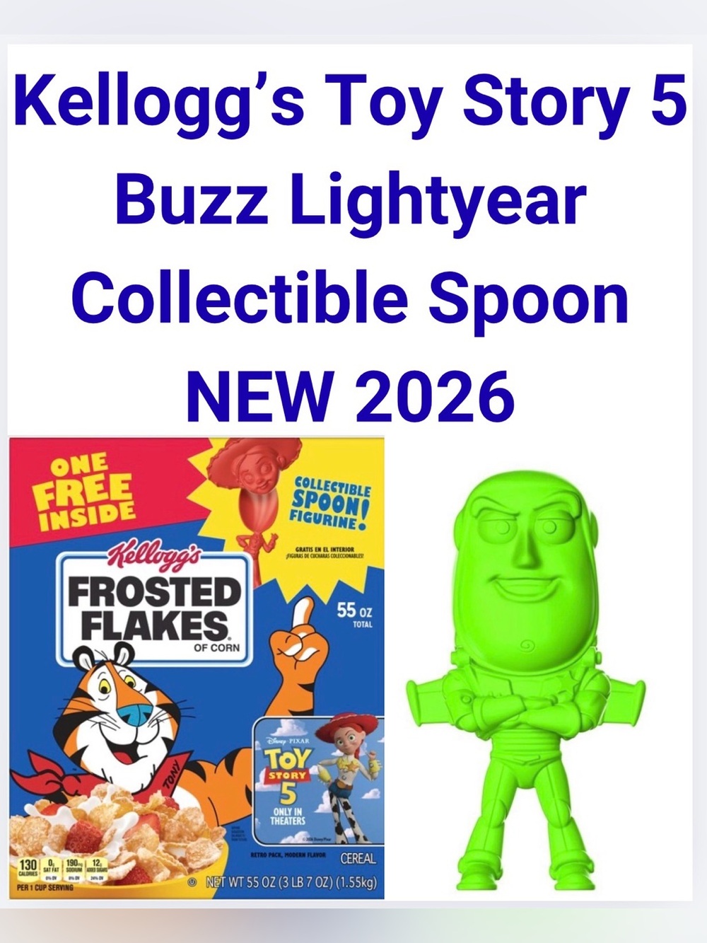Kellogg’s Frosted Flakes Toy Story 5 Buzz Lightyear Collectible Spoon NEW 2026